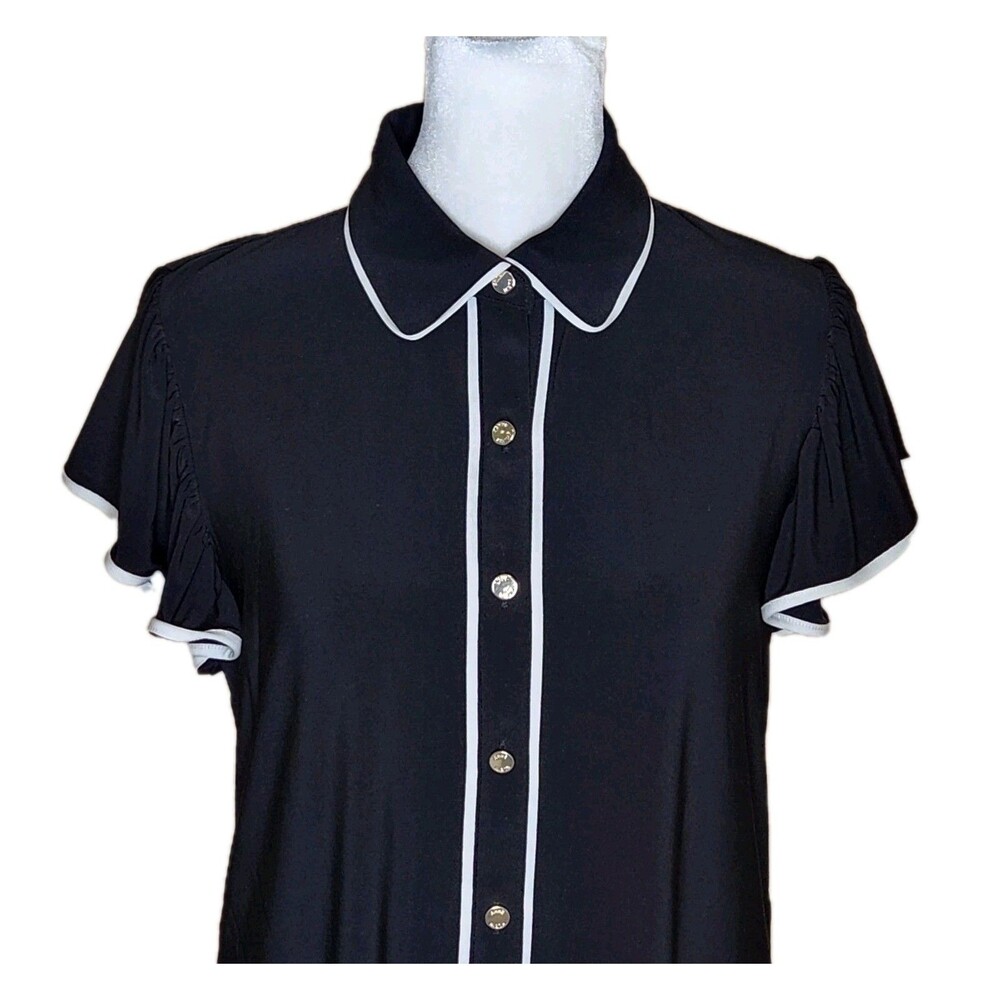 Anne Klein Flutter Sleeve Button Front Blouse Sma… - image 2